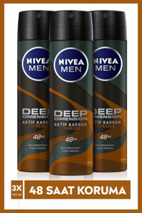 Nivea Deep Dimension Espresso Pudrasız Ter Önleyici Antiperspirant Sprey Erkek Deodorant 3x150 ml