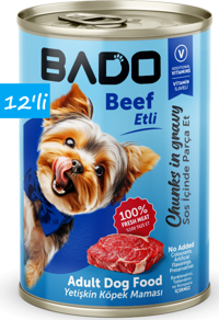 Bado Sığır Etli Ezme Yavru-Yetişkin Köpek Maması 400 gr 12'li