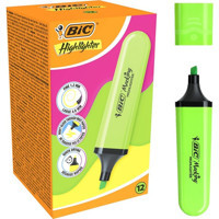 Bic 12'li Neon Yeşil Kesik Uçlu Fosforlu Kalem Seti