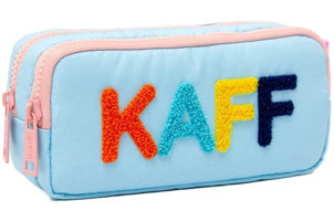 Kaff Mavi-Pembe Bölmeli Peluş Çift Gözlü Cüzdan Kalemlik