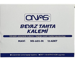 Onas NS-603 12 Adet Doldurulabilir Silinebilir Mavi Tahta Kalemi