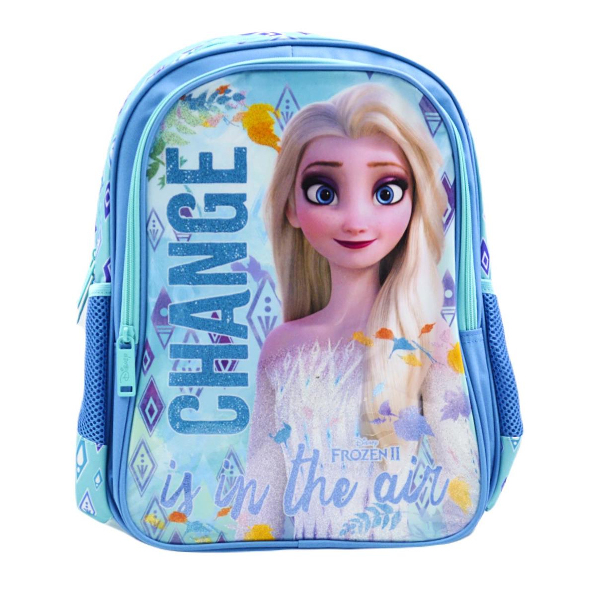 Frocx OTTO-48394 Elsa Frozen Su Geçirmez 2 Gözlü Mavi İlkokul Kız Çocuk Sırt Çantası