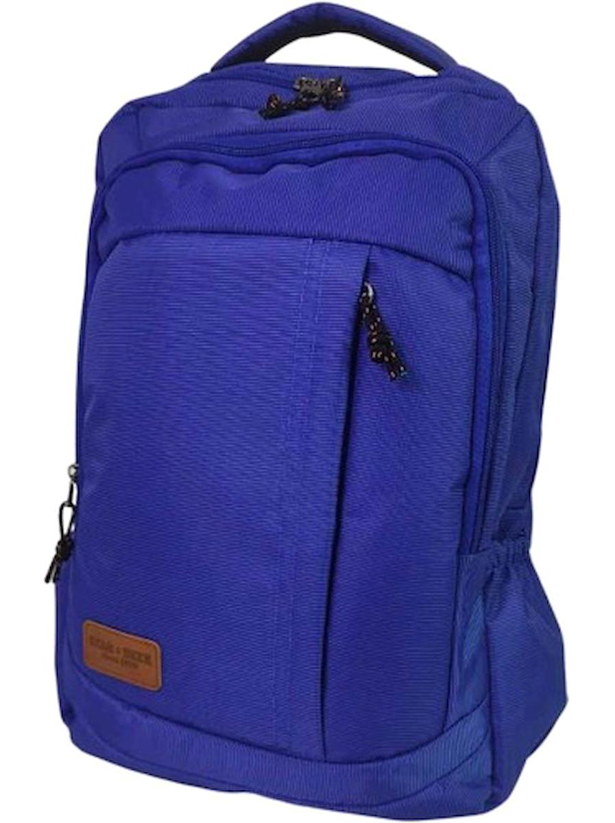 Bear & Deer Durable 5 Gözlü Mavi Lise-Üniversite Unisex Sırt Çantası