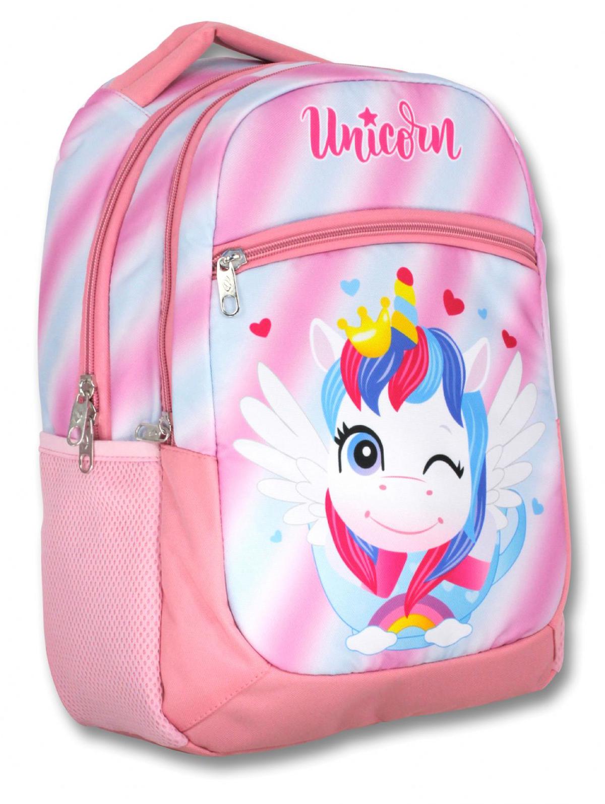 Ümit Çanta 3190 Unicorn Hayvan 5 Gözlü Açık Pembe İlkokul Kız Çocuk Sırt Çantası