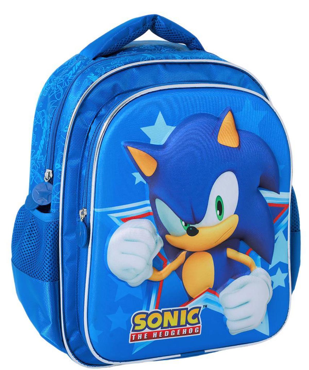 Sonic Sonic Su Geçirmez 2 Gözlü Mavi İlkokul Erkek Sırt Çantası