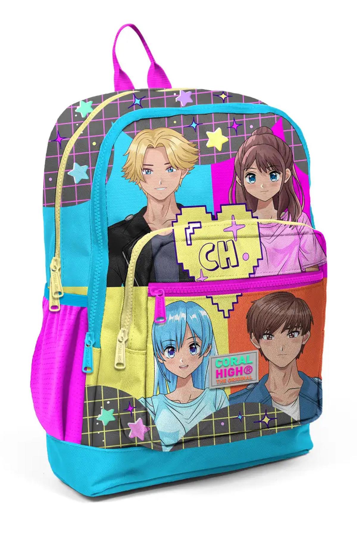 Elatae 23737 Anime Su Geçirmez 4 Gözlü Çok Renkli İlkokul Kız Çocuk Sırt Çantası