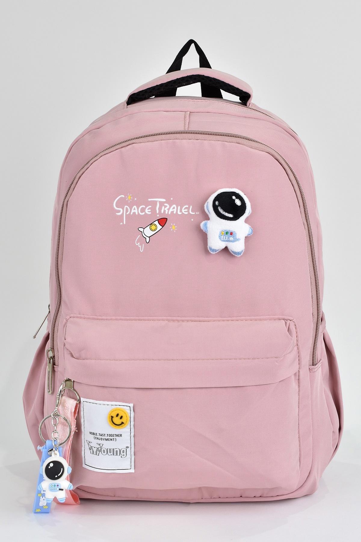 Elatae 51497 Astronot Uzay Su Geçirmez 3 Gözlü Pembe Lise-Üniversite Unisex Sırt Çantası