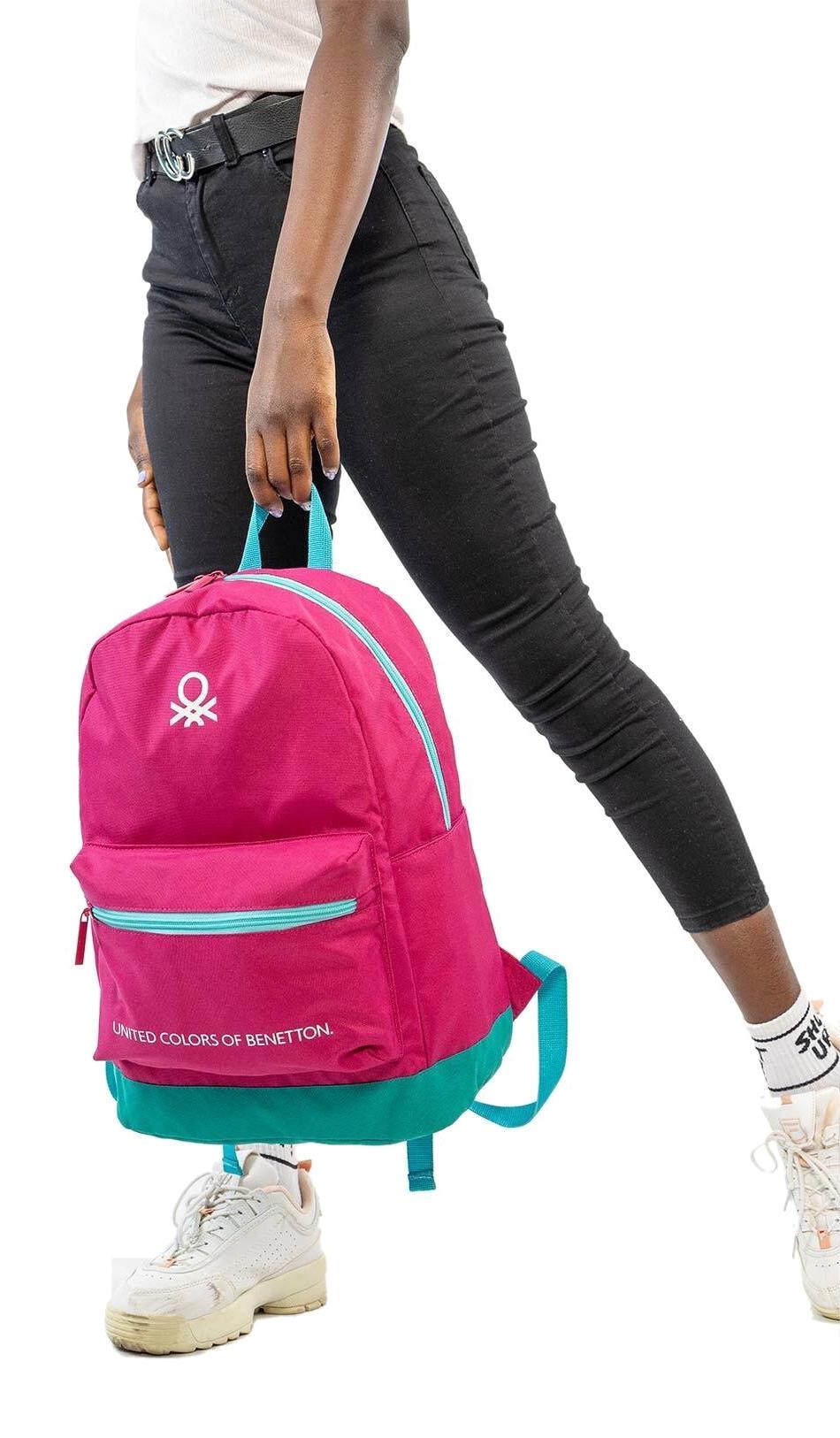 United Colors Of Benetton 70407 2 Gözlü Pembe Lise-Üniversite Kadın Sırt Çantası