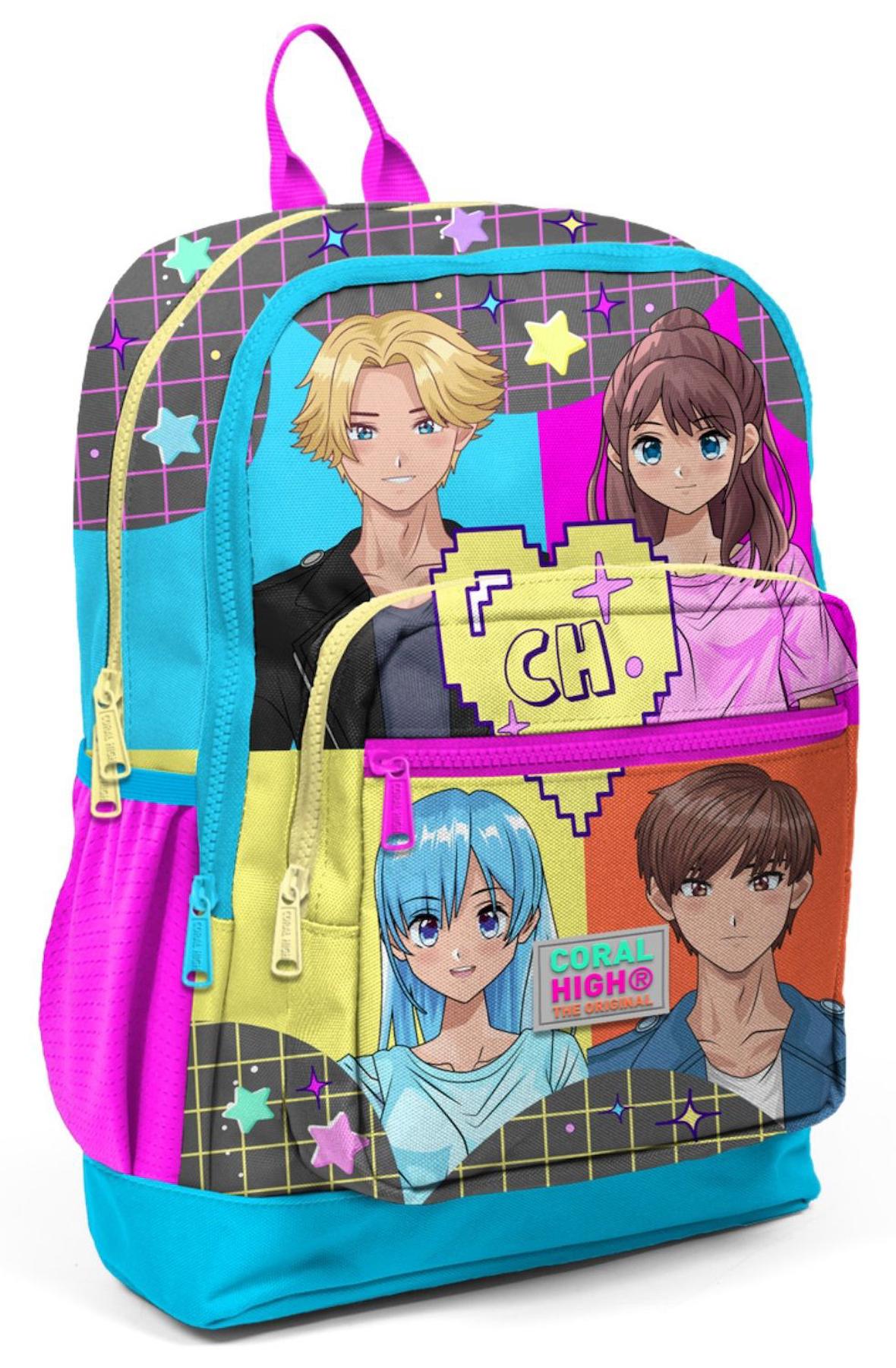 Yaygan Çanta Kids Anime Su Geçirmez 4 Gözlü Mavi İlkokul Kız Çocuk Sırt Çantası