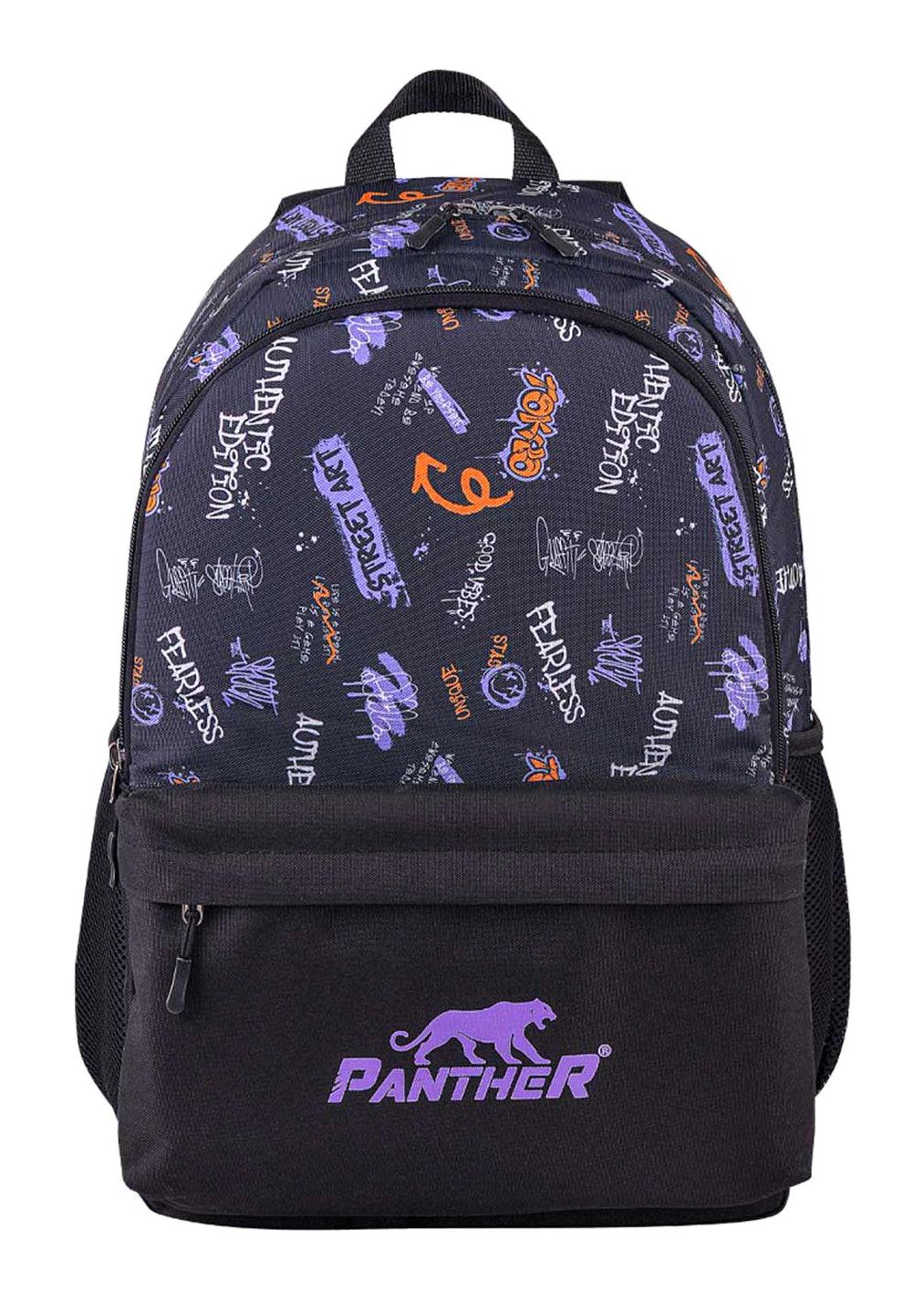 Panther PT-3954 Yazılı Su Geçirmez 3 Gözlü Lacivert İlkokul Unisex Sırt Çantası