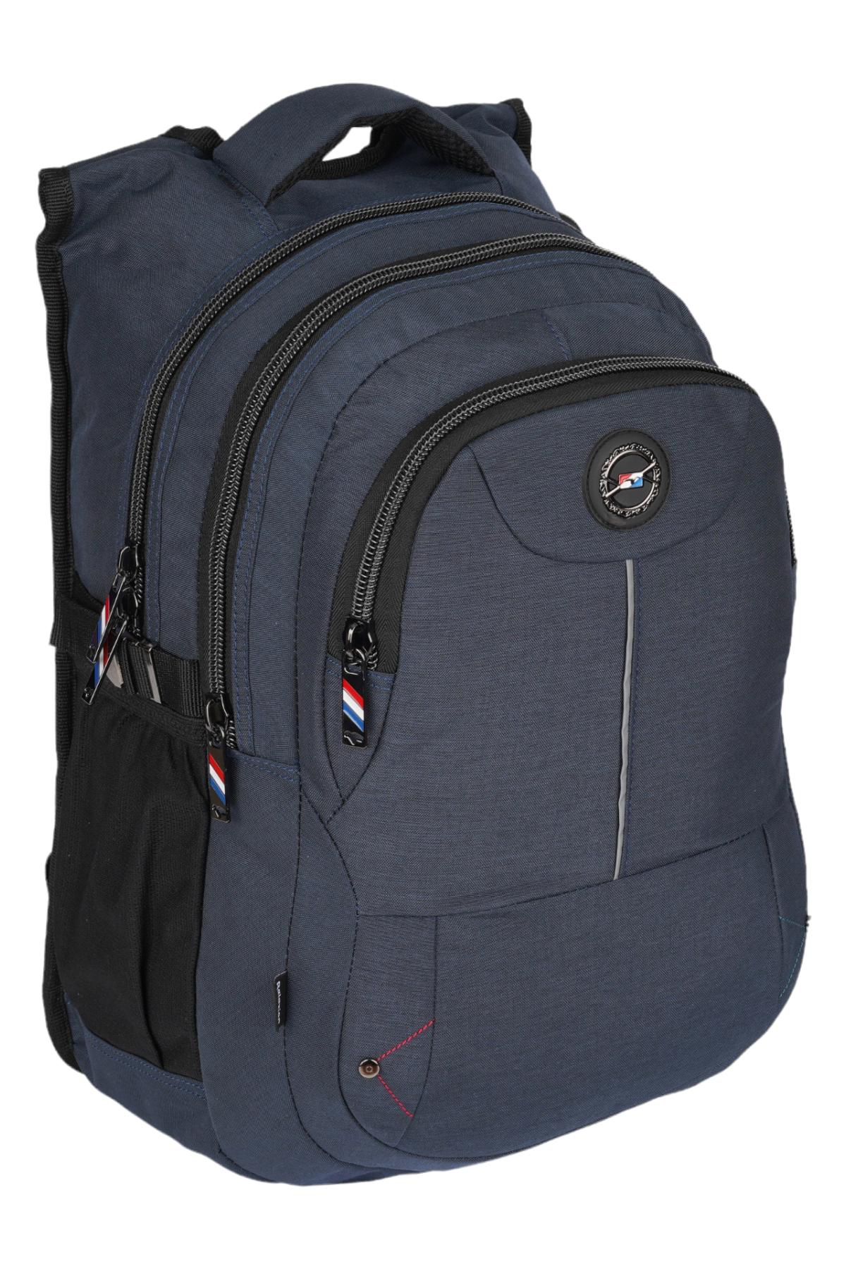 RKY Serenity Su Geçirmez 3 Gözlü Lacivert Lise-Üniversite Unisex Sırt Çantası
