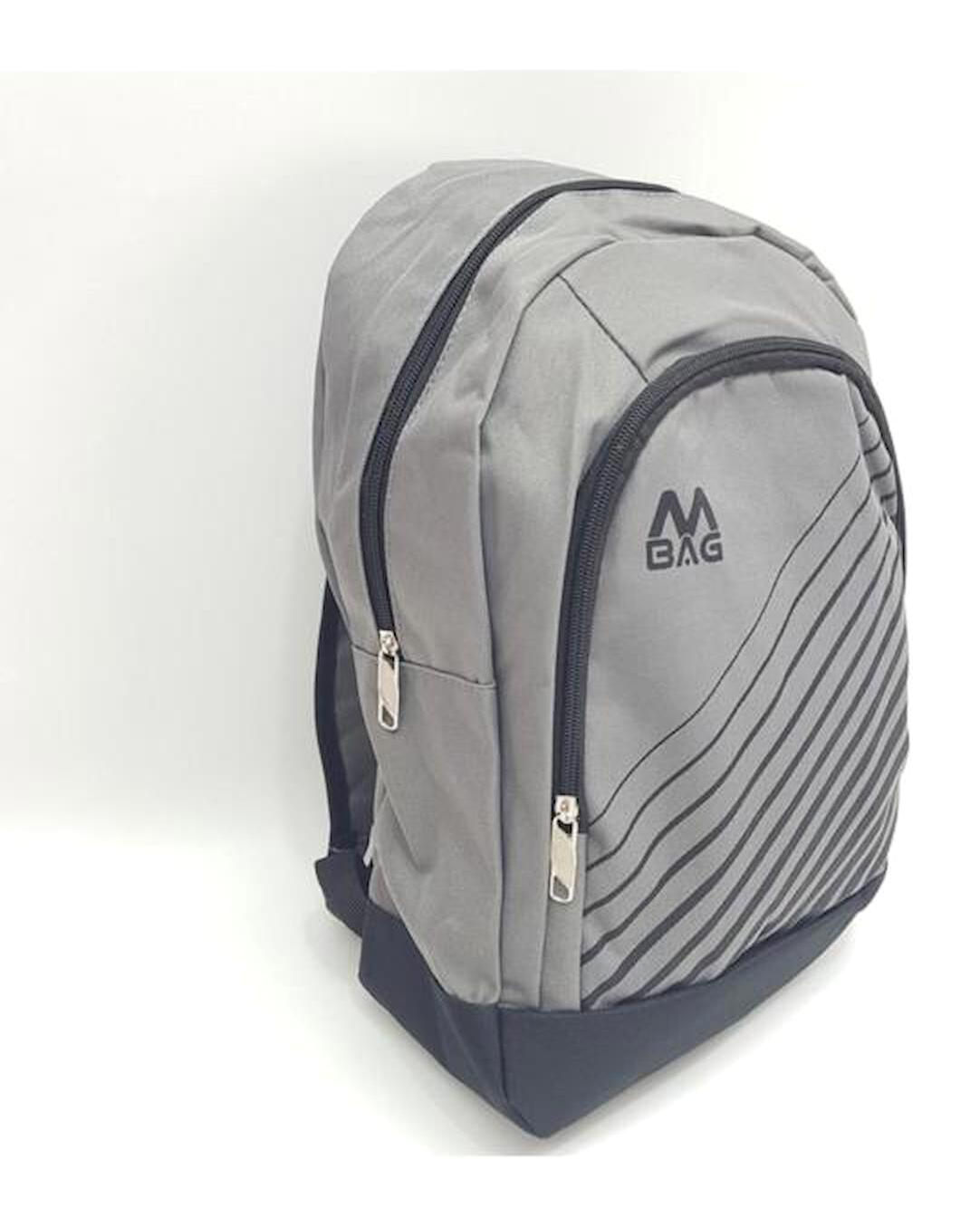 Mikro MB-176 Su Geçirmez 2 Gözlü Gri Lise-Üniversite Unisex Sırt Çantası