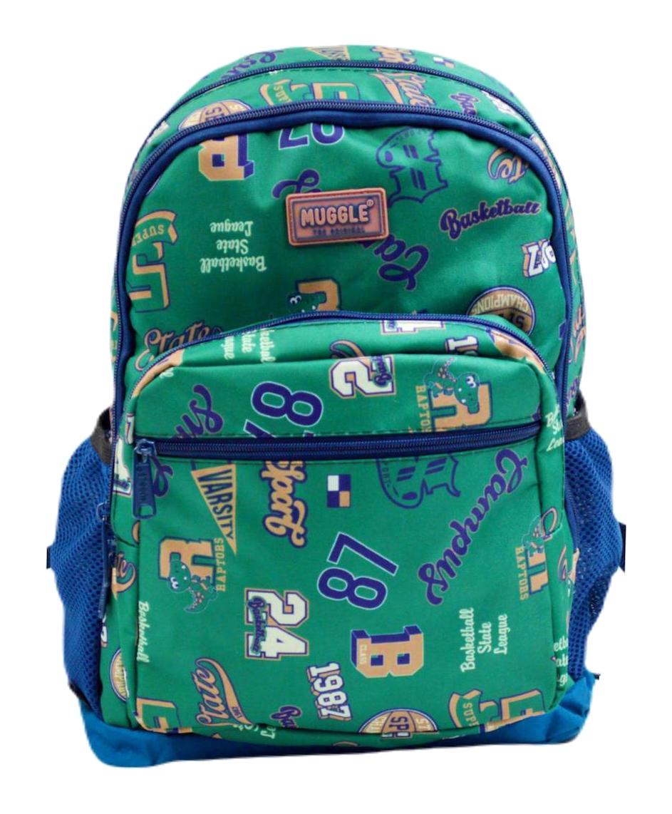 Muggle MU-0341 Sayılı Su Geçirmez 4 Gözlü Yeşil İlkokul Unisex Sırt Çantası
