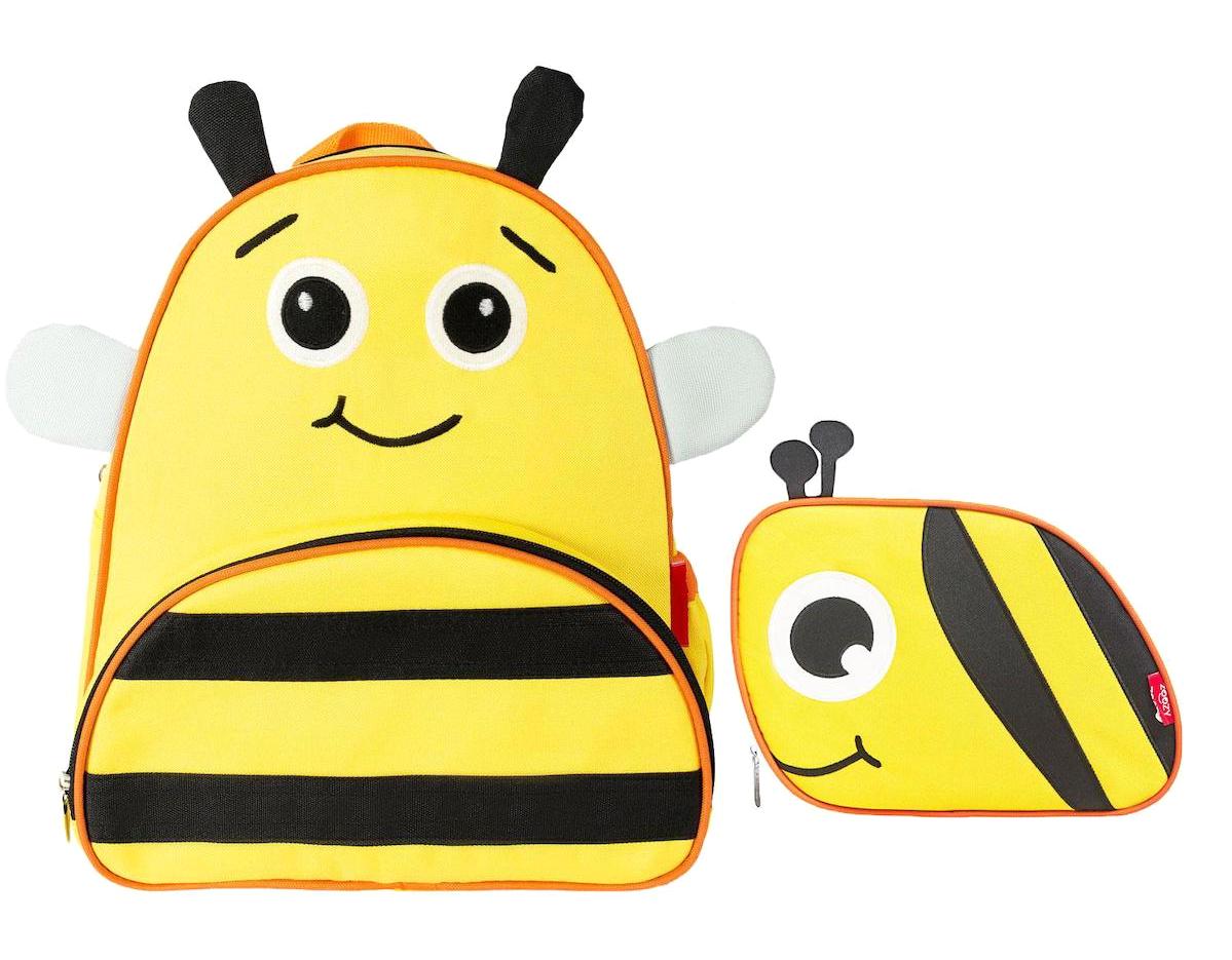 Zoozy Arı Hayvan 3 Gözlü Sarı Anaokulu Unisex Sırt Çantası + Beslenme Çantası