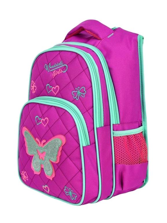 Waddell 3196 Kelebek Hayvan Su Geçirmez 3 Gözlü Mor İlkokul Unisex Sırt Çantası