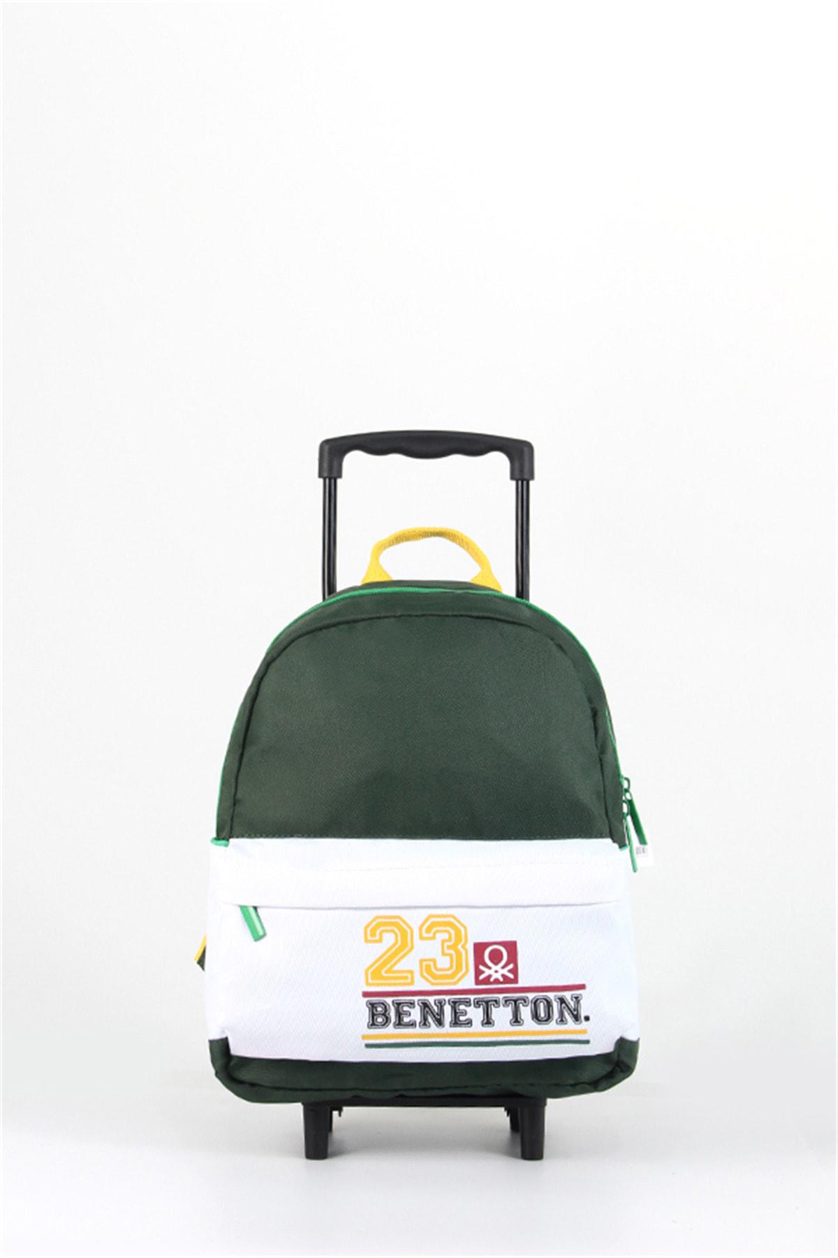 United Colors Of Benetton 76024 Tekerlekli 2 Gözlü Haki Anaokulu Unisex Çekçekli Çantası