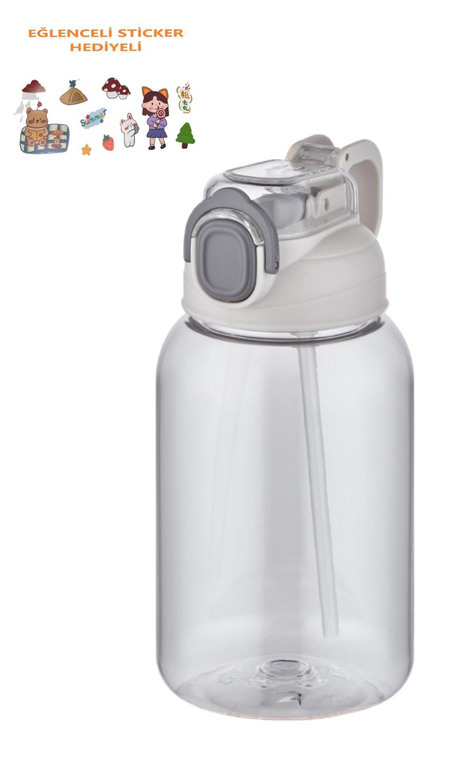 Vagonlife Pipetli Gri Plastik Okul Çocuk Matara 500 ml