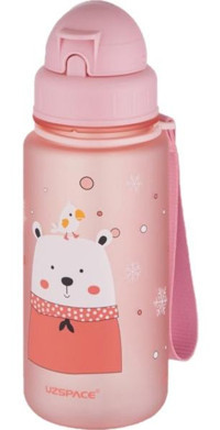 Uzspace Pipetli Pembe Plastik Okul Çocuk Matara 400 ml