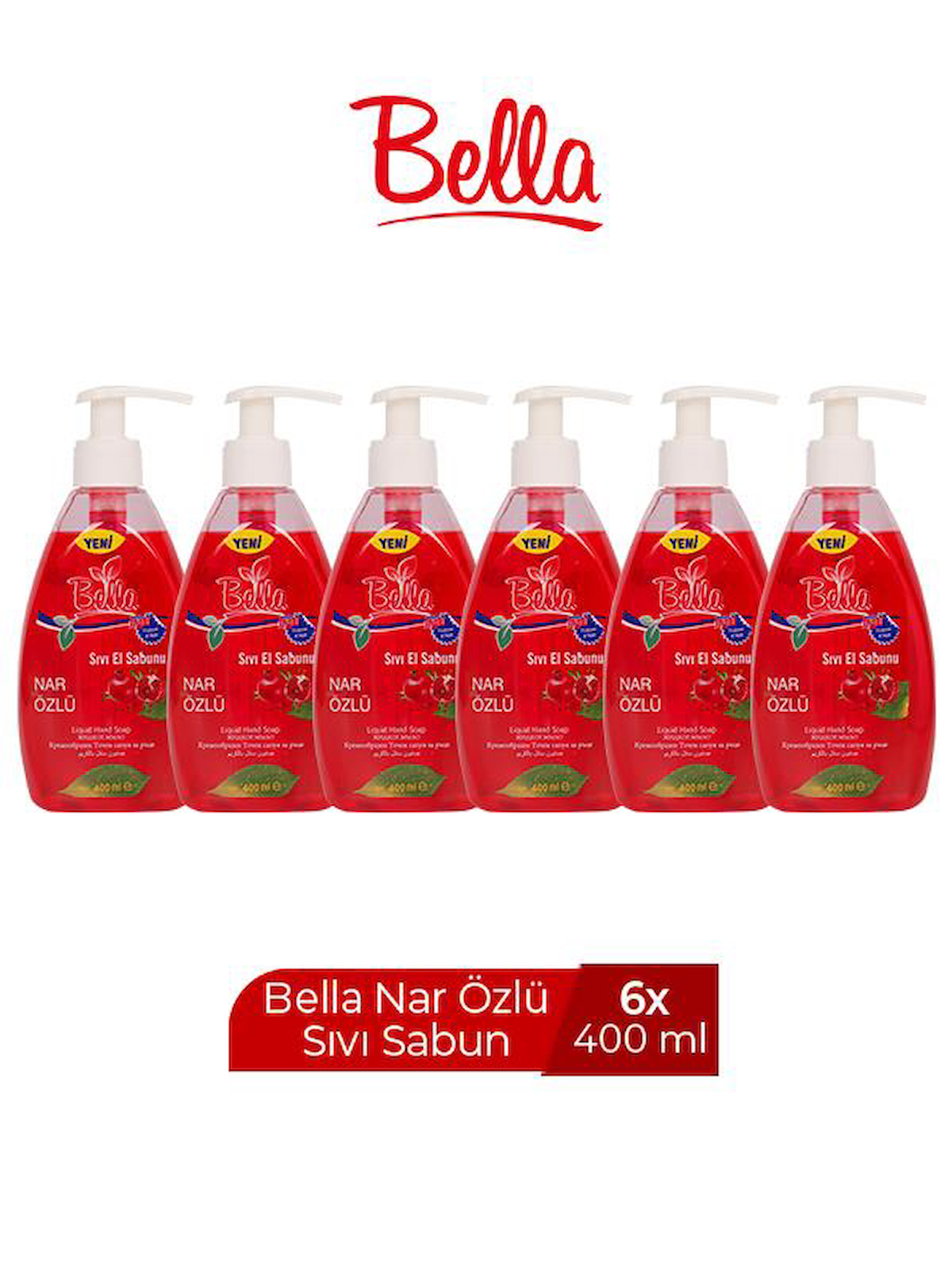 Bella Nar Özlü Nemlendiricili 6'lı 400 ml Sıvı Sabun