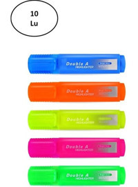 Double A Highlighter 10'lu Neon Çok Renkli Kesik Uçlu Fosforlu Kalem Seti