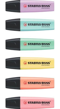 Stabilo Boss 6'lı Pastel Çok Renkli Kesik Uçlu Fosforlu Kalem Seti