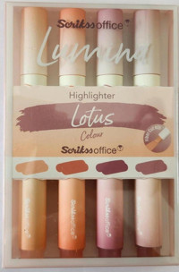 Scrikss Lotus 4'lü Pastel Çok Renkli Kesik Uçlu Fosforlu Kalem Seti