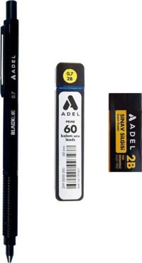 Adel Blackline Silgili Metal Metalik Siyah 0.7 mm Uçlu Versatil Kalem Seti