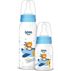 Wee Baby Cam Yenidoğan Yavaş Akışlı 0-6 Ay Desenli Mavi Damaklı Biberon 125-250 ml