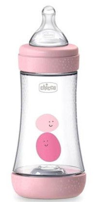 Chicco Perfect5 Plastik Gaz Yapmayan Antikolik 2+ Ay Pembe Yuvarlak Uçlu Biberon 240 ml