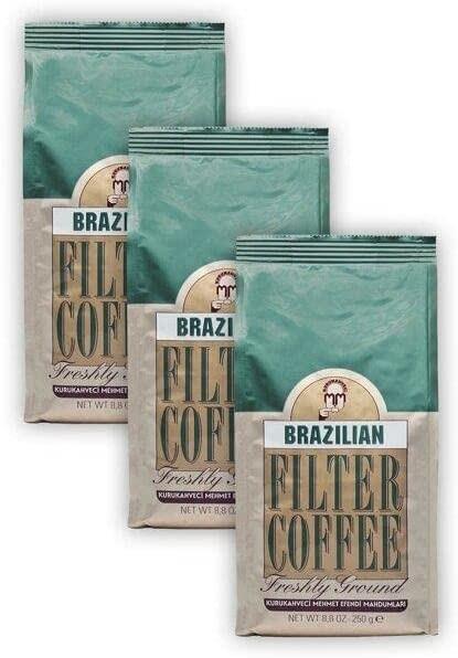 Kurukahveci Mehmet Efendi Sade Brezilya Arabica Öğütülmüş Filtre Kahve 3x250 gr