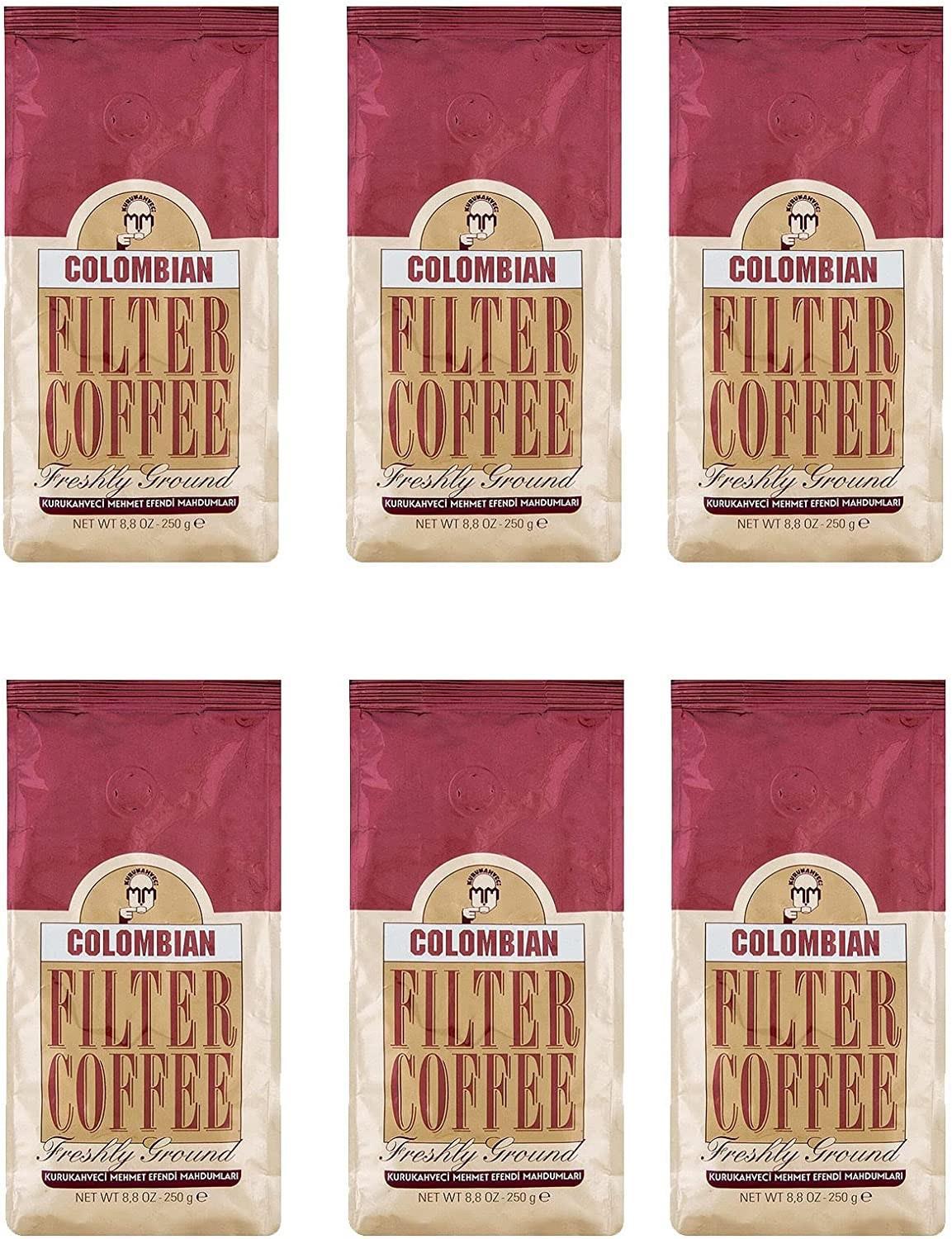 Kurukahveci Mehmet Efendi Sade Kolombiya Arabica Öğütülmüş Filtre Kahve 6x250 gr