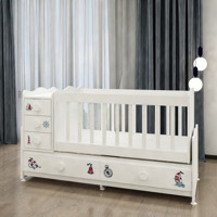 Garaj Home MDF 30 Kg Kapasiteli Dikdörtgen Dolaplı Yataklı Çekmeceli Beşik Beyaz