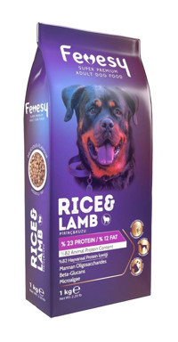 Fevesy Kuzu Etli-Pirinç Tüm Irklar Yetişkin Köpek Maması 1 kg