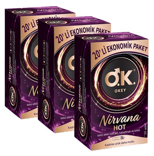 Okey Nirvana Hot Normal Tırtıklı Prezervatif 20x3 Paket