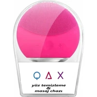 Qax Tüm Ciltler İçin 1 Başlıklı Silikon Şarjlı Titreşimli Yüz Temizleme Cihazı Pembe