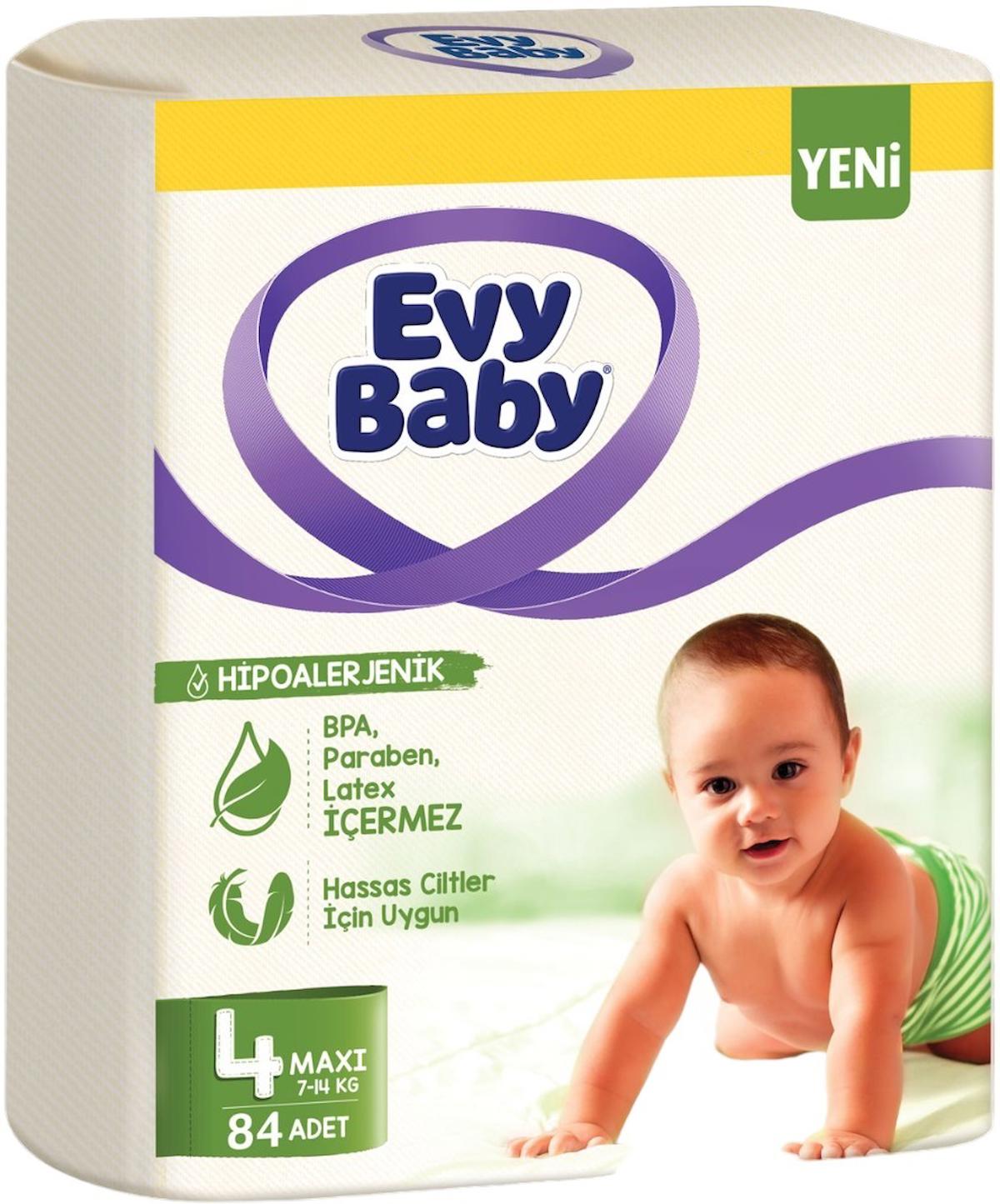 Evy Baby 4 Numara Organik Cırtlı Bebek Bezi 84'lü