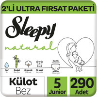 Sleepy Natural 5 Numara Organik Cırtlı Bebek Bezi 290'lı