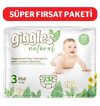Giggles Natural 3 Numara Cırtlı Bebek Bezi 232'li