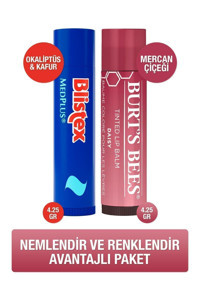 Blistex-Burt's Bees Medplus Doğal Mentollü Güllü-Okaliptuslu Yetişkin Dudak Nemlendirici Balm 2x4.25 gr