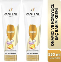 Pantene Pro-V Onarıcı Düz Saçlar İçin Durulanmayan Saç Kremi 2x275 ml