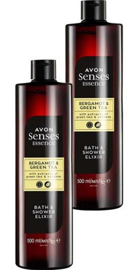Avon Senses Essence Bergamotlu-Yeşil Çaylı Vegan Duş Jeli 2x500 ml