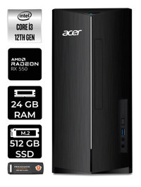Acer Aspire DT.BHUEM.004 Harici Radeon RX 550 Intel Core i3 12100 24 GB Ram 512 GB SSD Tower Windows 11 Pro Masaüstü Bilgisayar + PER4 BELLEK
