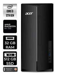 Acer Aspire DT.BHUEM.004 Harici Radeon RX 550 Intel Core i3 12100 32 GB Ram 512 GB SSD Tower Windows 11 Home Masaüstü Bilgisayar + PER4 BELLEK