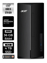 Acer Aspire DT.BHUEM.004 Harici Radeon RX 550 Intel Core i3 12100 36 GB Ram 4 TB SSD Tower Windows 11 Pro Masaüstü Bilgisayar + PER4 BELLEK