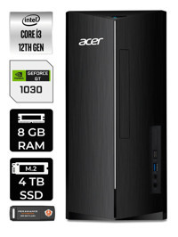Acer Aspire DT.BHUEM.004 Harici GeForce GT 1030 Intel Core i3 12100 8 GB Ram 4 TB SSD Tower FreeDos Masaüstü Bilgisayar + PER4 BELLEK