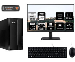 Acer Aspire TC1760 DTBHUEM004MNT357 Dahili Intel UHD Graphics Intel Core i3 12100 12 GB Ram 512 GB SSD Tower Windows 11 Home 21.5 inç Monitörlü Masaüstü Bilgisayar + PER4 BELLEK