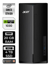 Acer Aspire DT.BHUEM.004 Harici GeForce GT 1030 Intel Core i3 12100 20 GB Ram 4 TB SSD Tower Windows 11 Pro Masaüstü Bilgisayar + PER4 BELLEK