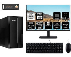 Acer Aspire TC1760 DTBHUEM004MNT435 Dahili Intel UHD Graphics Intel Core i3 12100 36 GB Ram 4 TB SSD Tower Windows 11 Pro 23.8 inç Monitörlü Masaüstü Bilgisayar + PER4 BELLEK