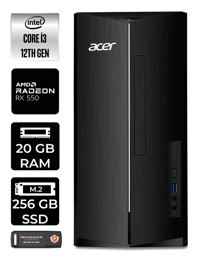 Acer Aspire DT.BHUEM.004 Harici Radeon RX 550 Intel Core i3 12100 20 GB Ram 256 GB SSD Tower Windows 11 Home Masaüstü Bilgisayar + PER4 BELLEK