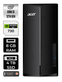 Acer Aspire DT.BHUEM.004 Harici GeForce GT 730 4 GB Intel Core i3 12100 8 GB Ram 4 TB SSD Tower FreeDos Masaüstü Bilgisayar + PER4 BELLEK